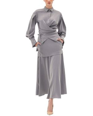 BGL 2Pc Blouse & Skirt Set - Grey