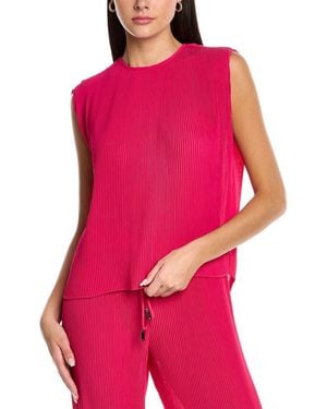 Halston Aerin Pleated Crepon Top - Pink