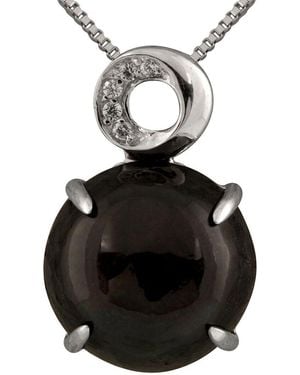 Splendid 12-13Mm Pearl Cz Pendant - Black