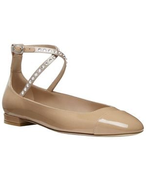 Stuart Weitzman Eden Crystal Strap Patent Flat - Metallic