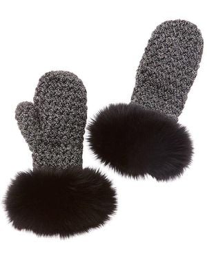Surell Fleece-Lined Knit Mittens - Black
