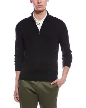 Bruno Magli Textured 1/4-Zip Merino Wool Mock Neck Jumper - Black