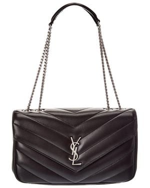 Saint Laurent Loulou Medium Leather Shoulder Bag - Black