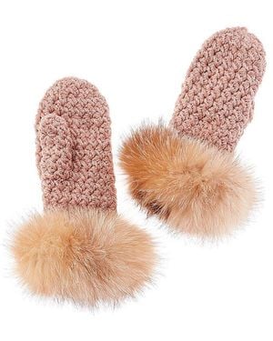 Surell Fleece-Lined Knit Mittens - Pink