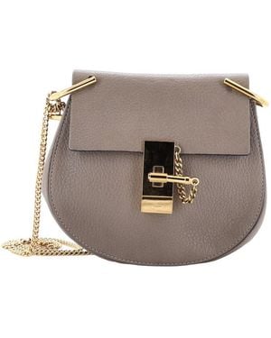 Chloé Leather Drew Crossbody Mini (Authentic Pre-Loved) - Grey