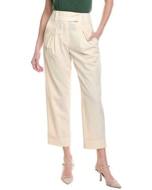Eleventy High-waist Wool-blend Trouser - Natural