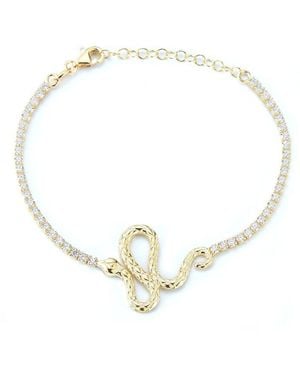 Sphera Milano 14k Over Silver Cz Snake Tennis Bracelet - White