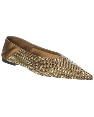 Saint Laurent Nour Crystal Embellished Wool & Silk Flat - Brown