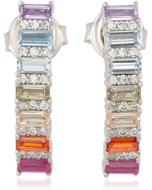 Suzy Levian CZ Jewelry Suzy Levian Silver Cz Hoops - White