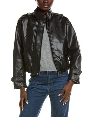 Marion Elasticized Hem Zippered Bomber Jacket - Black