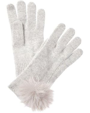 Hannah Rose Scallop Cashmere Gloves - White