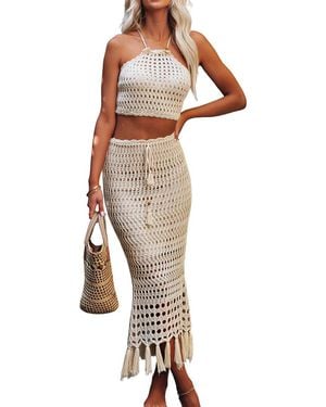 Dilireba 2Pc Top & Skirt Set - Natural