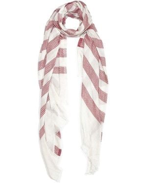 Blue Pacific Turkish Stripe Linen-blend Scarf - Pink