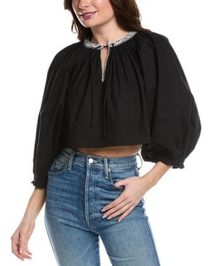 RE/DONE Victorian Cut Off Blouse - Black