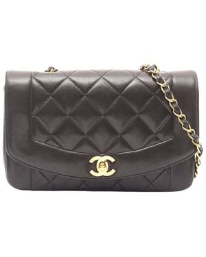 CHANEL Black Lambskin Diana Flap Shoulder Bag (authentic Pre-loved) - Gray