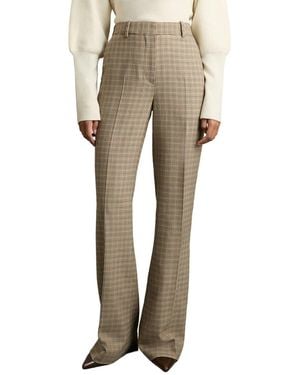 Reiss Vida Check Wool Wide Leg Trouser - Natural