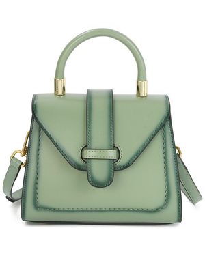 Tiffany & Fred Paris Smooth & Polished Leather Top Satchel - Green