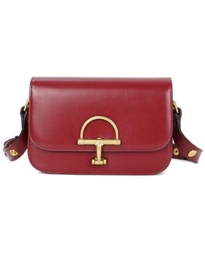 Tiffany & Fred Paris Smooth Leather Flap Crossbody - Red
