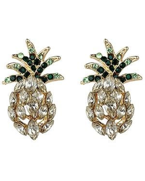 Eye Candy LA 18k Plated Crystal Yellow Pineapple Studs - Metallic
