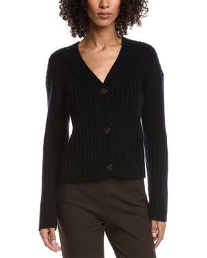 Vince Chunky Ribbed Wool & Cashmere-blend Cardigan - Black