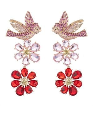 Eye Candy LA Cz Bird Earrings - Red