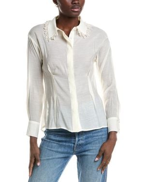 Gracia Pearl Fringe Shirt - White