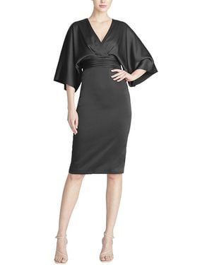 THEIA Kimono Satin Cocktail Dress - Black