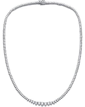 Rachel Glauber Plated Cz Graduated Tennis Necklace - Metallic