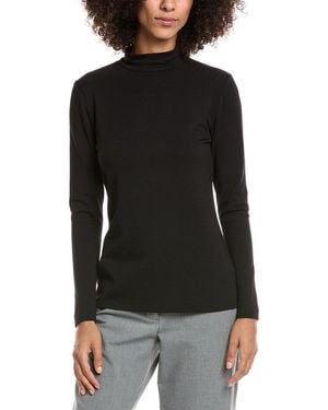 Lafayette 148 New York Mock Neck Top - Black