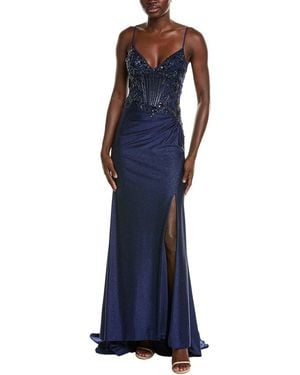 Issue New York Embellished Gown - Blue