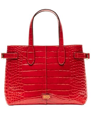 Frances Valentine Amalie Croc-Embossed Leather Tote - Red