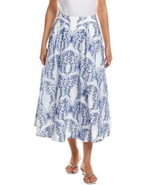 MILLY Butterfly Eyelet A-Line Skirt - Blue