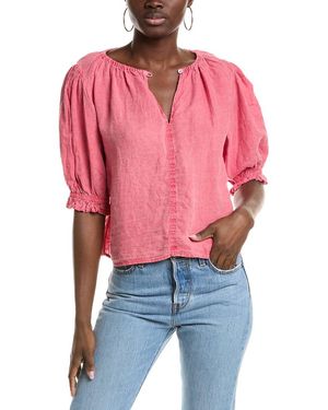 Velvet By Graham & Spencer Celine Linen Top - Red