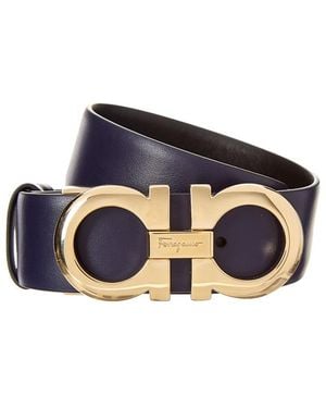 Ferragamo Gancini Reversible & Adjustable Leather Belt - Blue