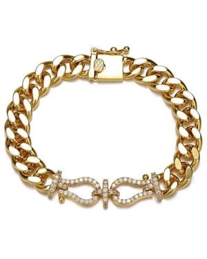Rachel Glauber 14k Plated Cz Love Knot Miami Cuban & Curb Chain Bracelet - Metallic