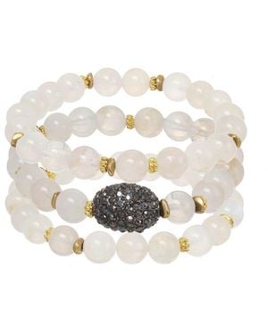 Rachel Reinhardt Jewelry Baby's Breath Moonstone Crystal Bracelet - White