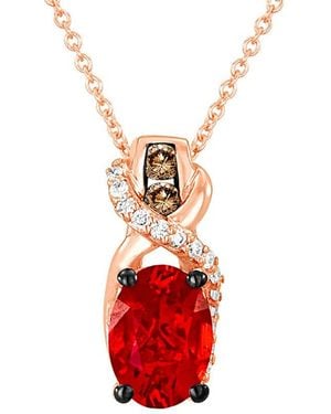 Le Vian Le Vian 14K Rose 0.75 Ct. Tw. Chocolate & Diamond & Fire Opal Necklace - Red