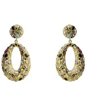 Ebru Jewelry Plated Gemstone Dangle Earrings - Metallic