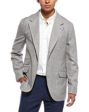 Brunello Cucinelli Wool, Linen & Silk-Blend Blazer - Gray