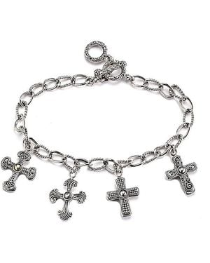 Samuel B. 18k & Silver Cross Bracelet - Metallic
