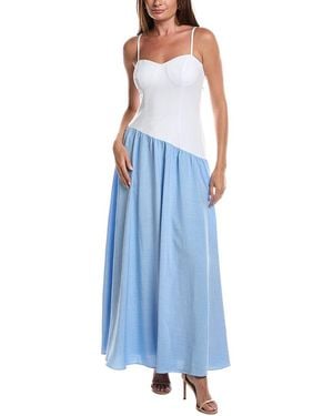 Rene Ruiz Sweetheart Colourblock Drop-Waist Maxi Dress - Blue