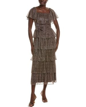 Maison Tara Short Sleeve Midi Dress - Brown