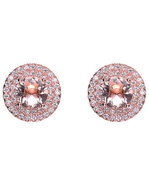 Genevive Jewelry 14k Rose Gold Vermeil Cz Studs - Pink