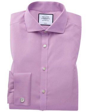 Charles Tyrwhitt Non-iron Poplin Cutaway Extra Slim Fit Shirt - Purple