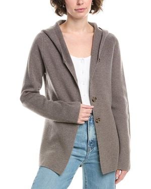 RAFFI Hooded Wool & Cashmere-Blend Blazer - Gray