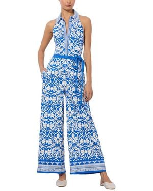 Alice + Olivia Alice + Olivia Alara Linen-blend Jumpsuit - Blue