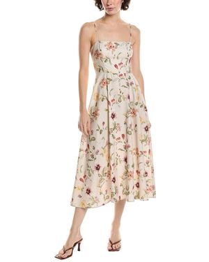REVERIEE Linen-Blend Midi Dress - Natural