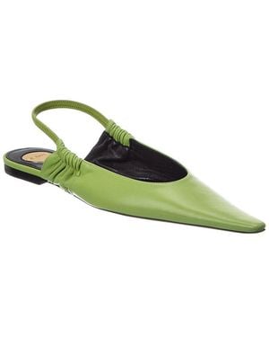 Saint Laurent Anne Marie Leather Slingback Ballerina Flat - Green