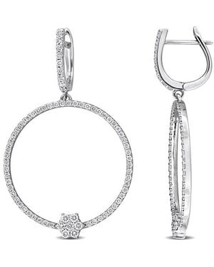 Rina Limor 14k 0.91 Ct. Tw. Diamond Hoop Earrings - White