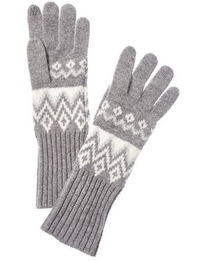 Hannah Rose Fairisle Essential Cashmere Gloves - White
